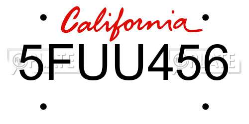 5FUU456 California License Plate