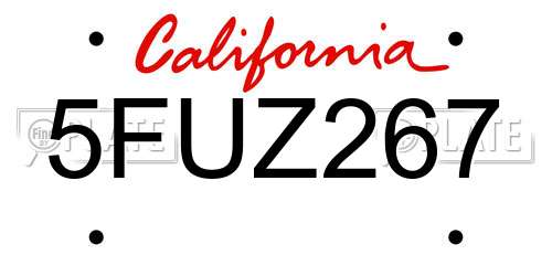 5FUZ267 California License Plate