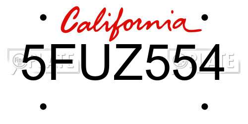 5FUZ554 California License Plate