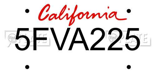 5FVA225 California License Plate