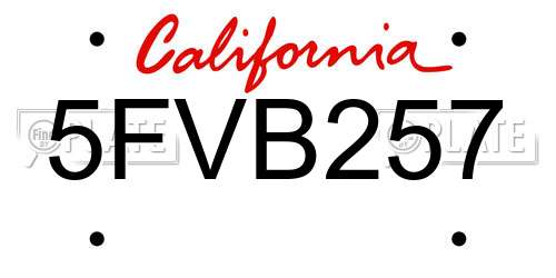 5FVB257 California License Plate