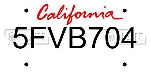 5FVB704 California License Plate