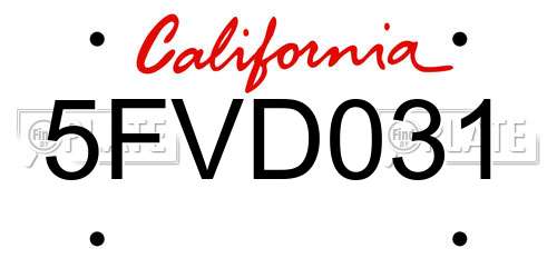 5FVD031 California License Plate