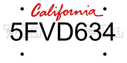 5FVD634 California License Plate