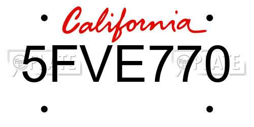 5FVE770 California License Plate