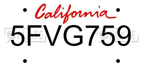 5FVG759 California License Plate