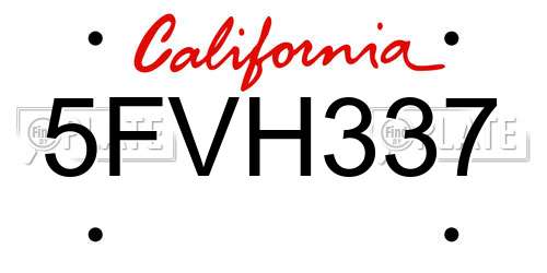 5FVH337 California License Plate
