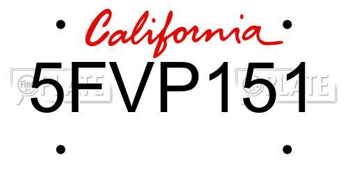 5FVP151 California License Plate