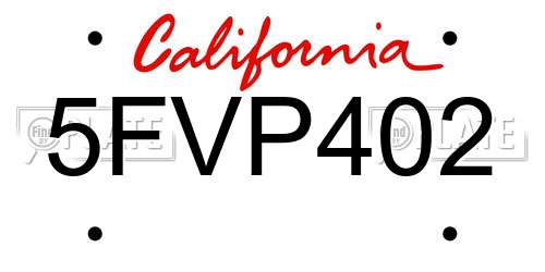 5FVP402 California License Plate