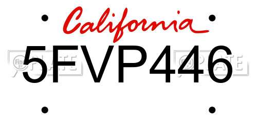 5FVP446 California License Plate