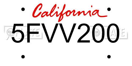 5FVV200 California License Plate