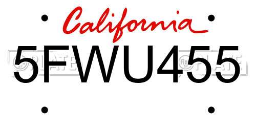 5FWU455 California License Plate