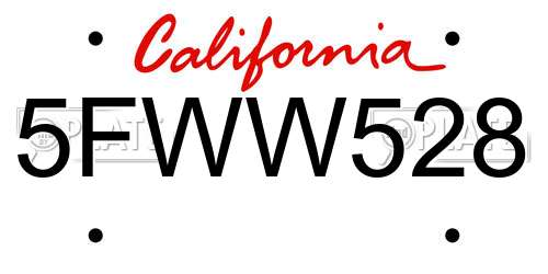 5FWW528 California License Plate