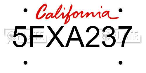 5FXA237 California License Plate