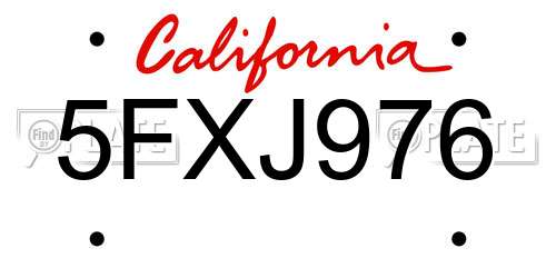 5FXJ976 California License Plate