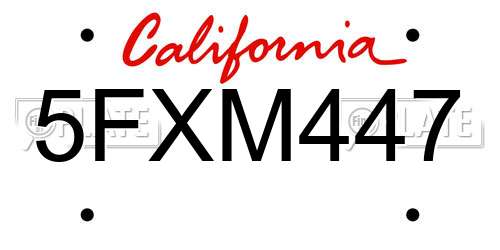 5FXM447 California License Plate
