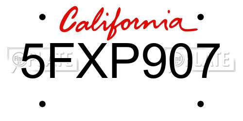 5FXP907 California License Plate
