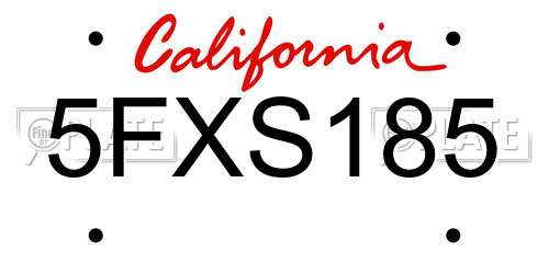 5FXS185 California License Plate