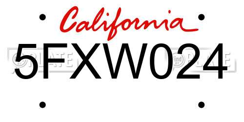 5FXW024 California License Plate