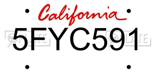 5FYC591 California License Plate