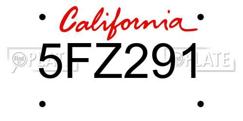 5FZ291 California License Plate
