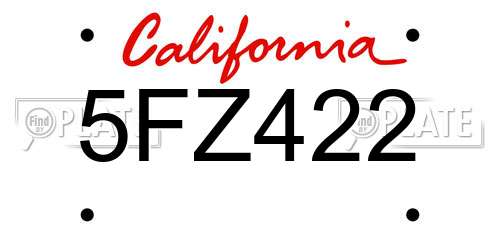 5FZ422 California License Plate