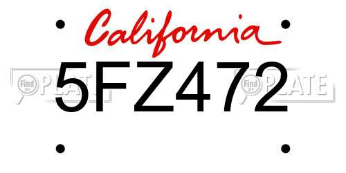 5FZ472 California License Plate