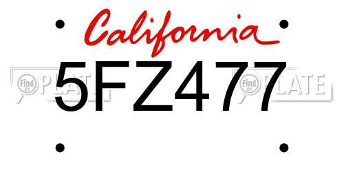 5FZ477 California License Plate