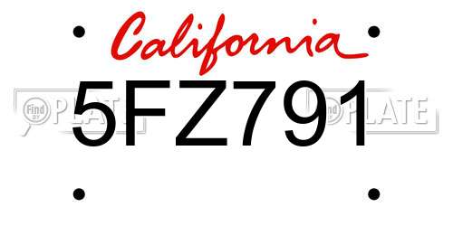 5FZ791 California License Plate