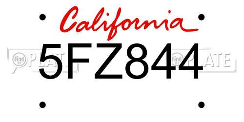 5FZ844 California License Plate