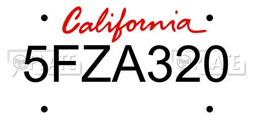 5FZA320 California License Plate