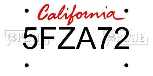 5FZA72 California License Plate