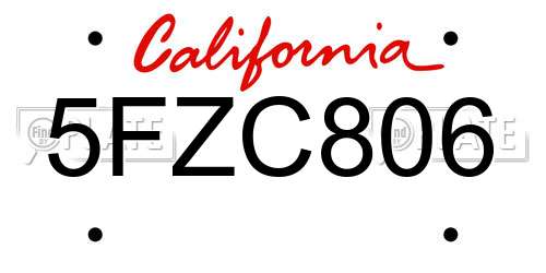 5FZC806 California License Plate