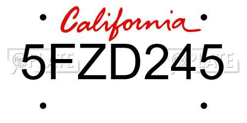 5FZD245 California License Plate