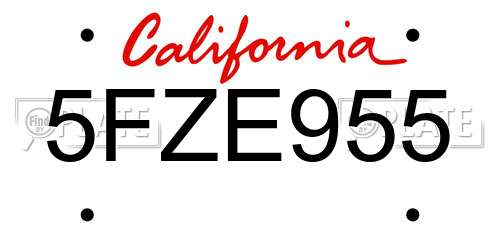 5FZE955 California License Plate