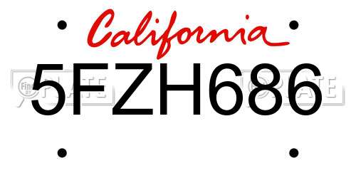 5FZH686 California License Plate
