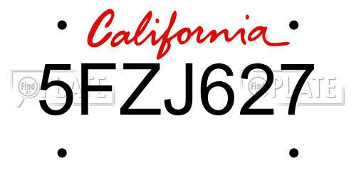5FZJ627 California License Plate