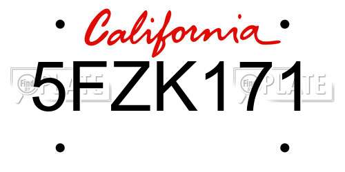5FZK171 California License Plate