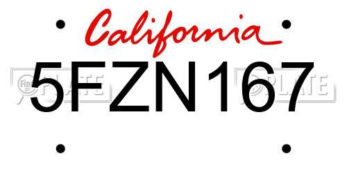 5FZN167 California License Plate