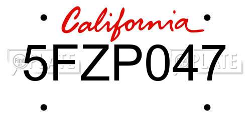 5FZP047 California License Plate