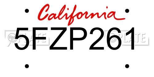 5FZP261 California License Plate