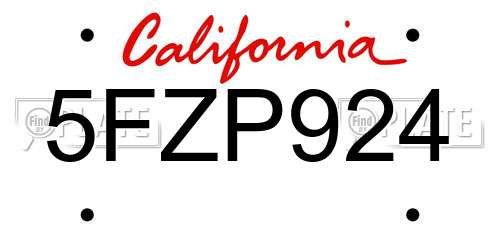 5FZP924 California License Plate
