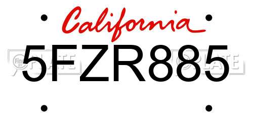 5FZR885 California License Plate