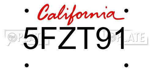 5FZT91 California License Plate