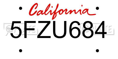 5FZU684 California License Plate