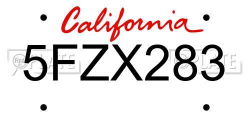 5FZX283 California License Plate