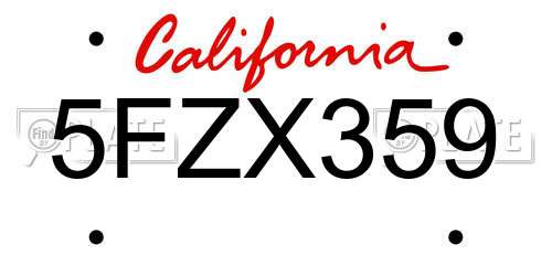 5FZX359 California License Plate