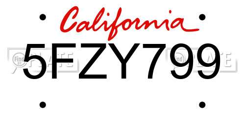 5FZY799 California License Plate