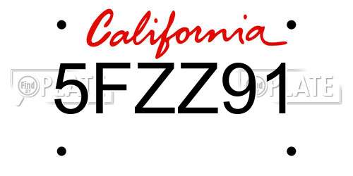 5FZZ91 California License Plate