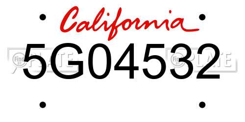 5G04532 California License Plate